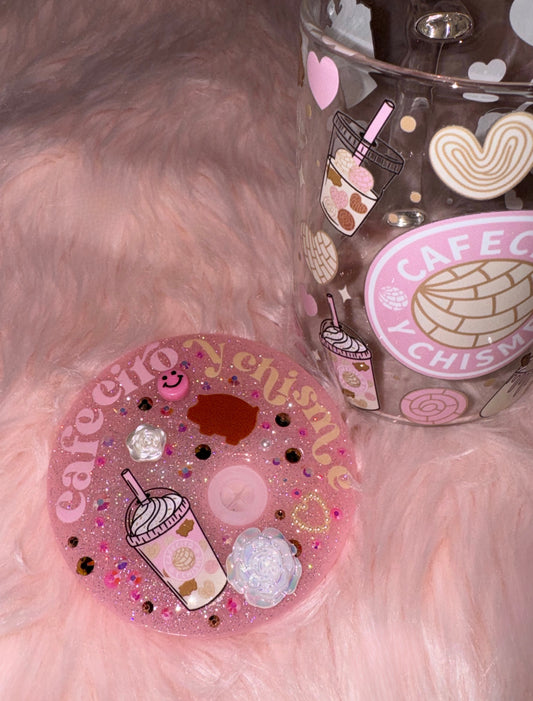 Custom 17OZ Glass Mug with Bedazzled Lid