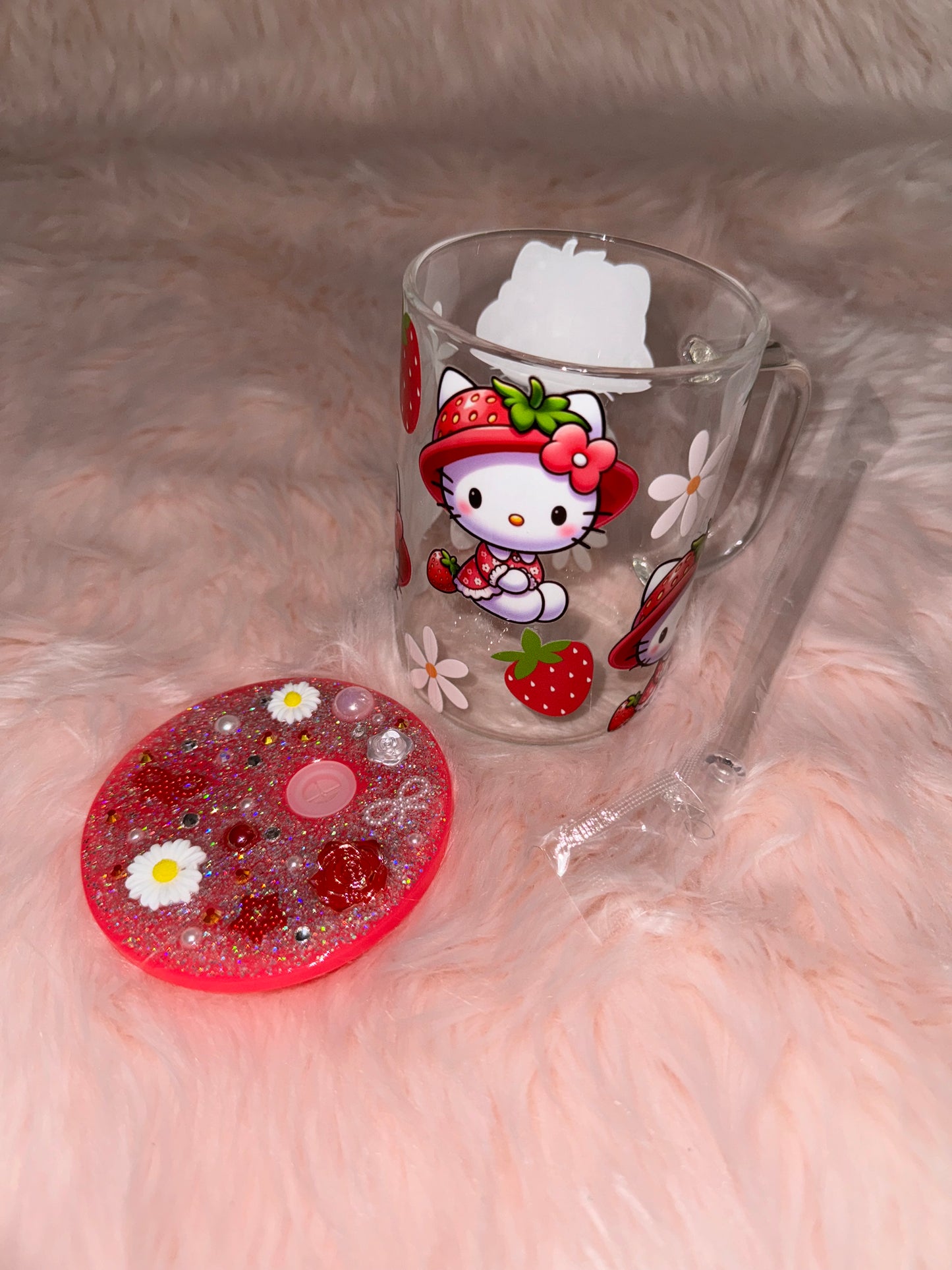 Custom 17OZ Glass Mug with Bedazzled Lid