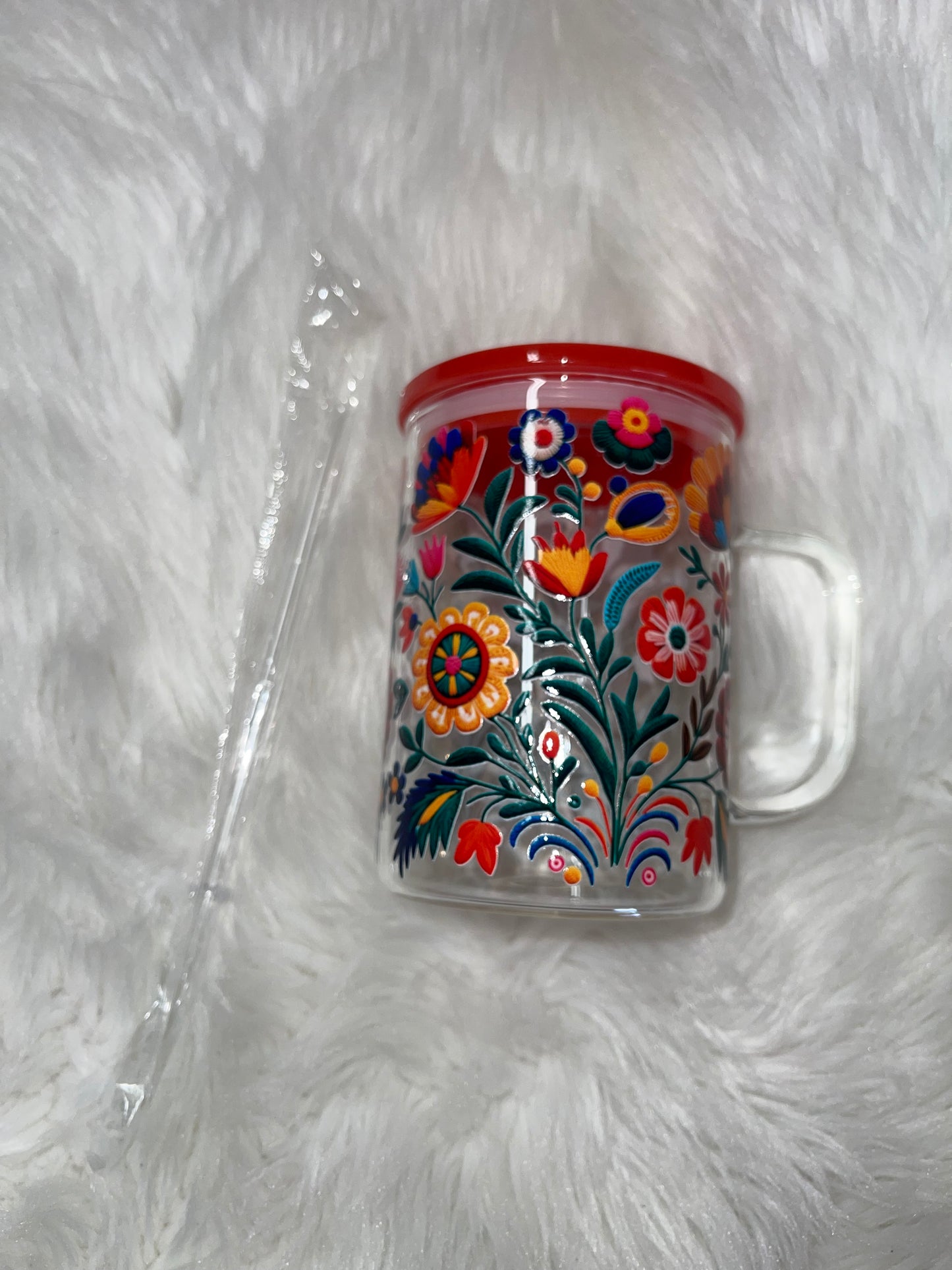 Embroidered Talavera Glass Mug