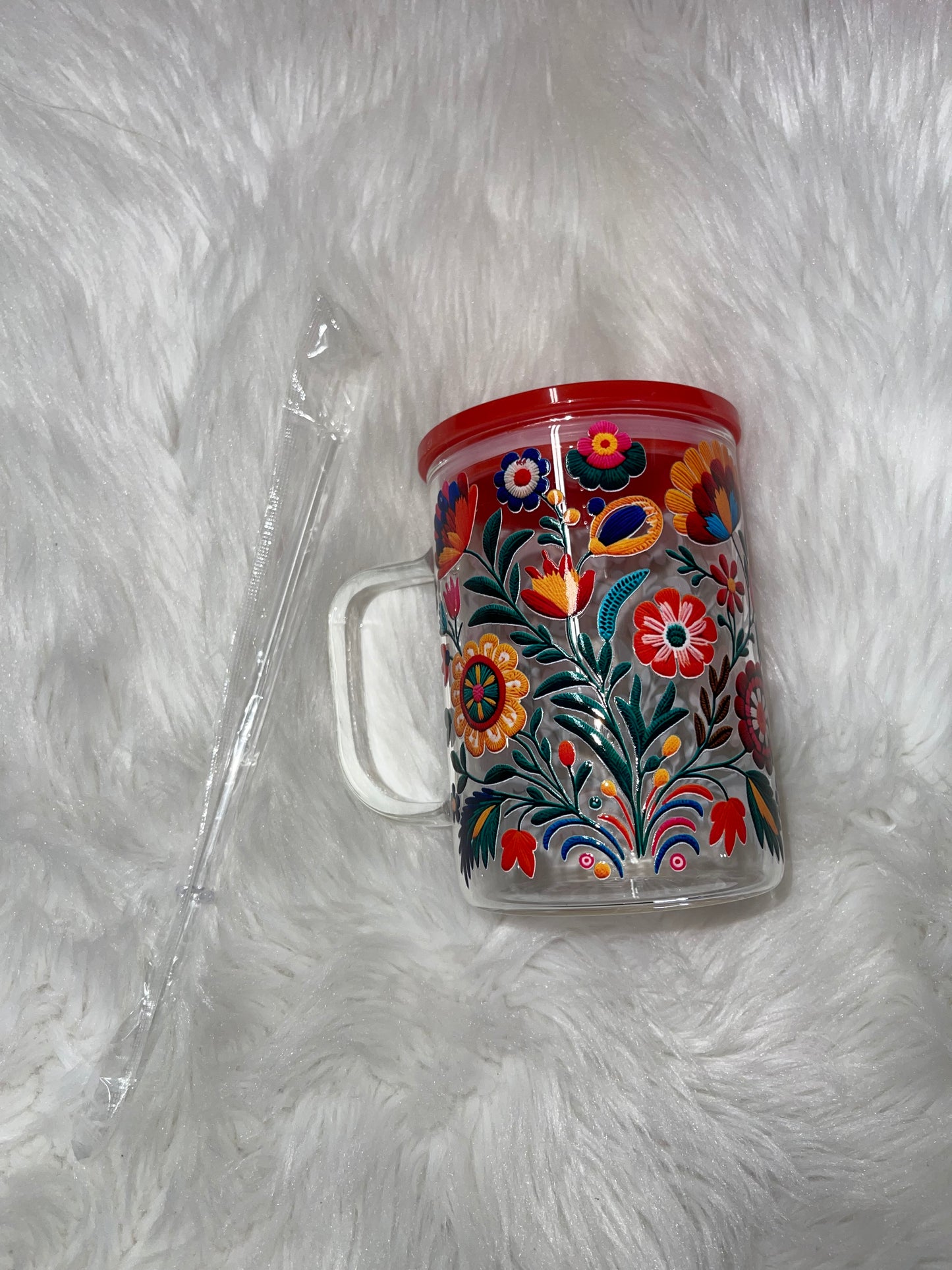 Embroidered Talavera Glass Mug