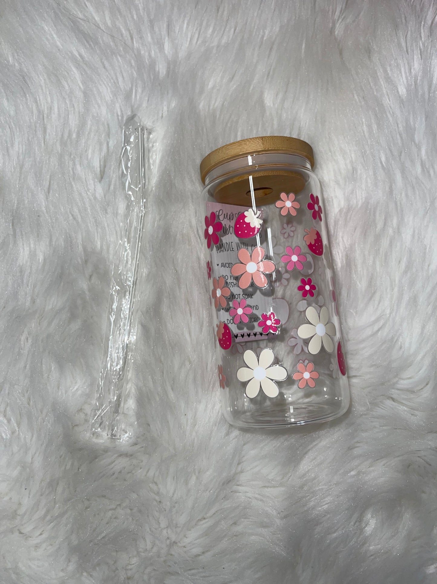 Strawberry Flower Glass Cup