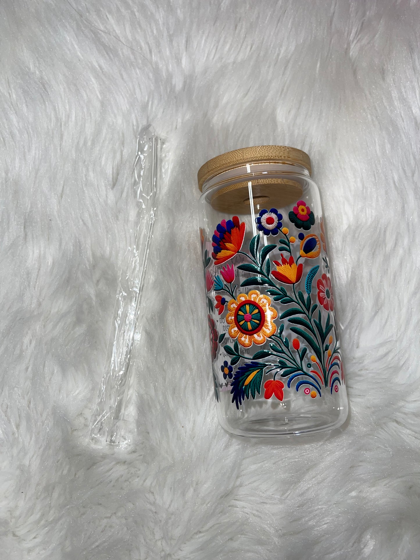 Embroidered Talavera Glass Cup